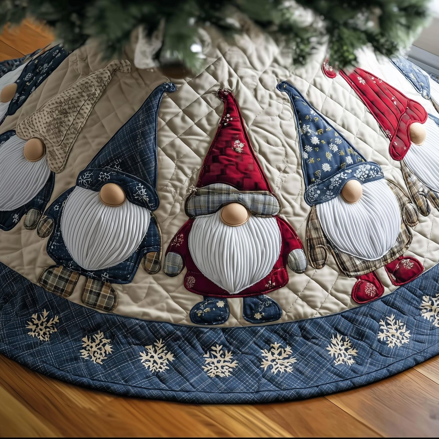 Christmas Gnome Quilted Tree Skirt GFTONT3460