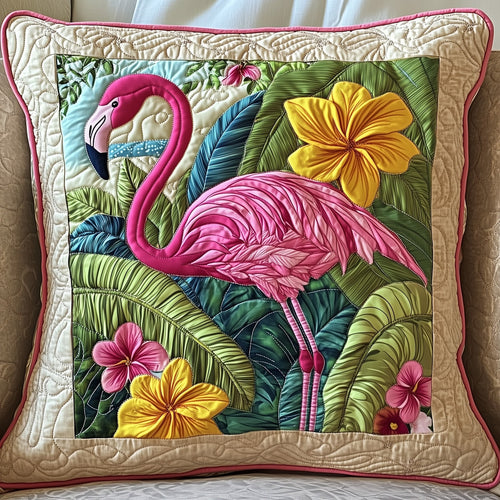 Tropical Flamingo Quilted Pillow Case GFTONT353