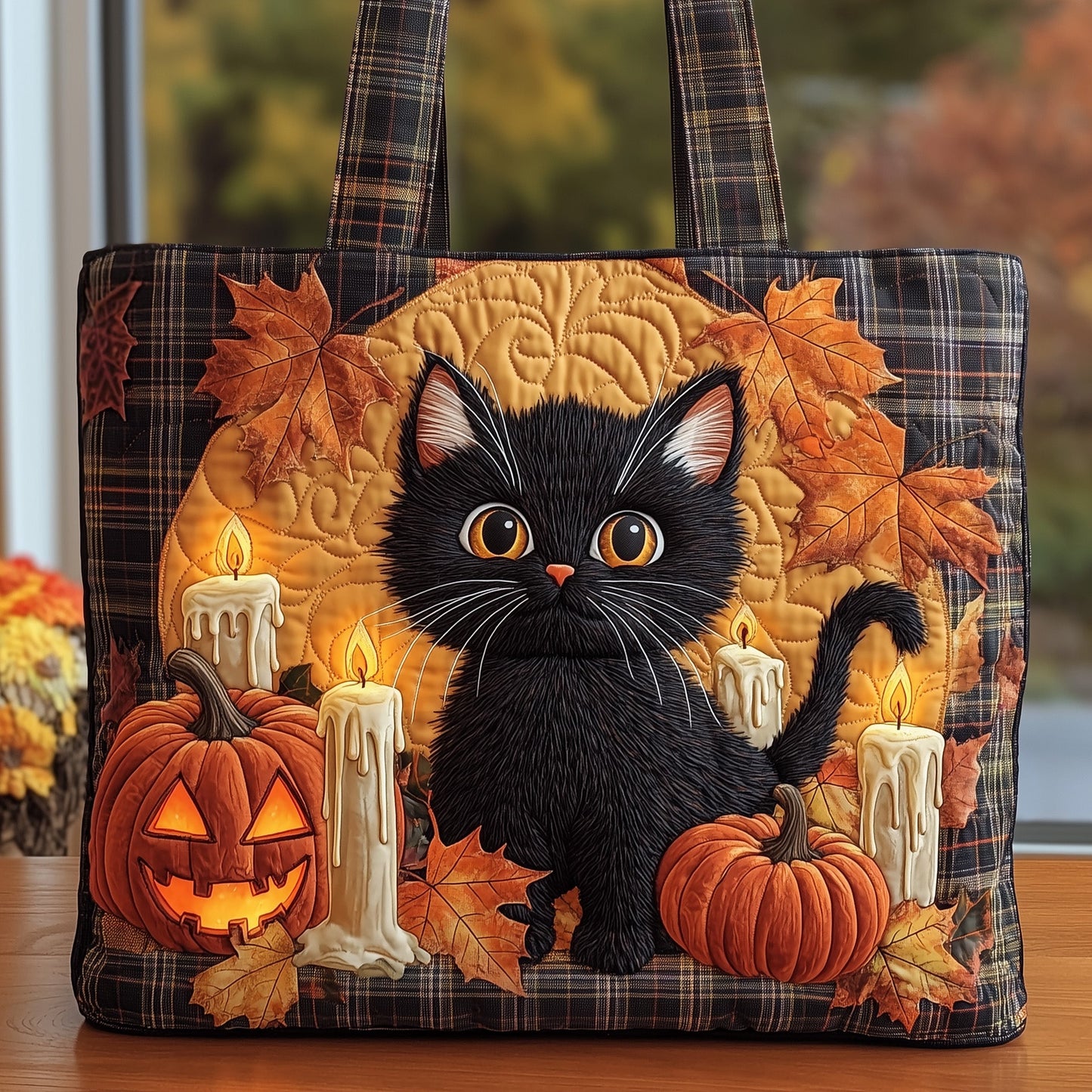 Black Cat Quilted Tote Bag GFTONT3611