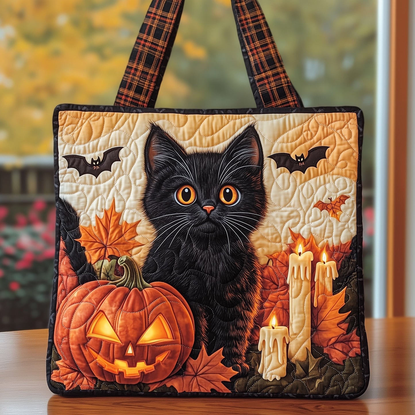 Black Cat Quilted Tote Bag GFTONT3615