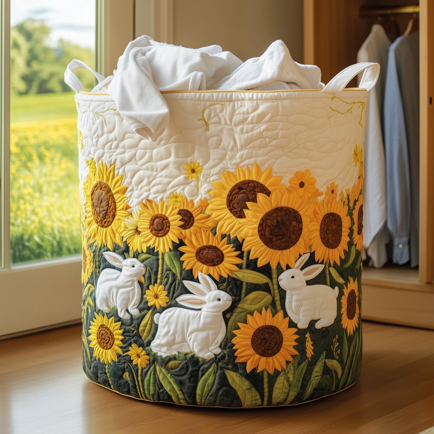 Joyful Bunnies Quilted Laundry Basket GFTONT3631
