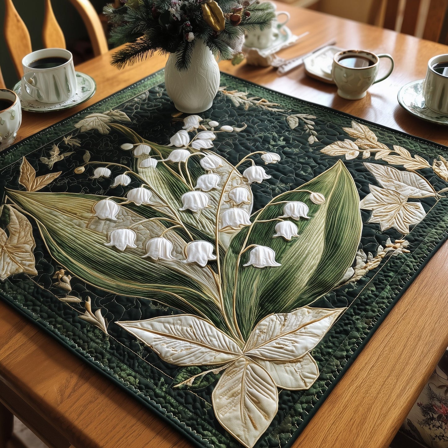 Lily of the Valley Quilted Table Topper GFTONT3665