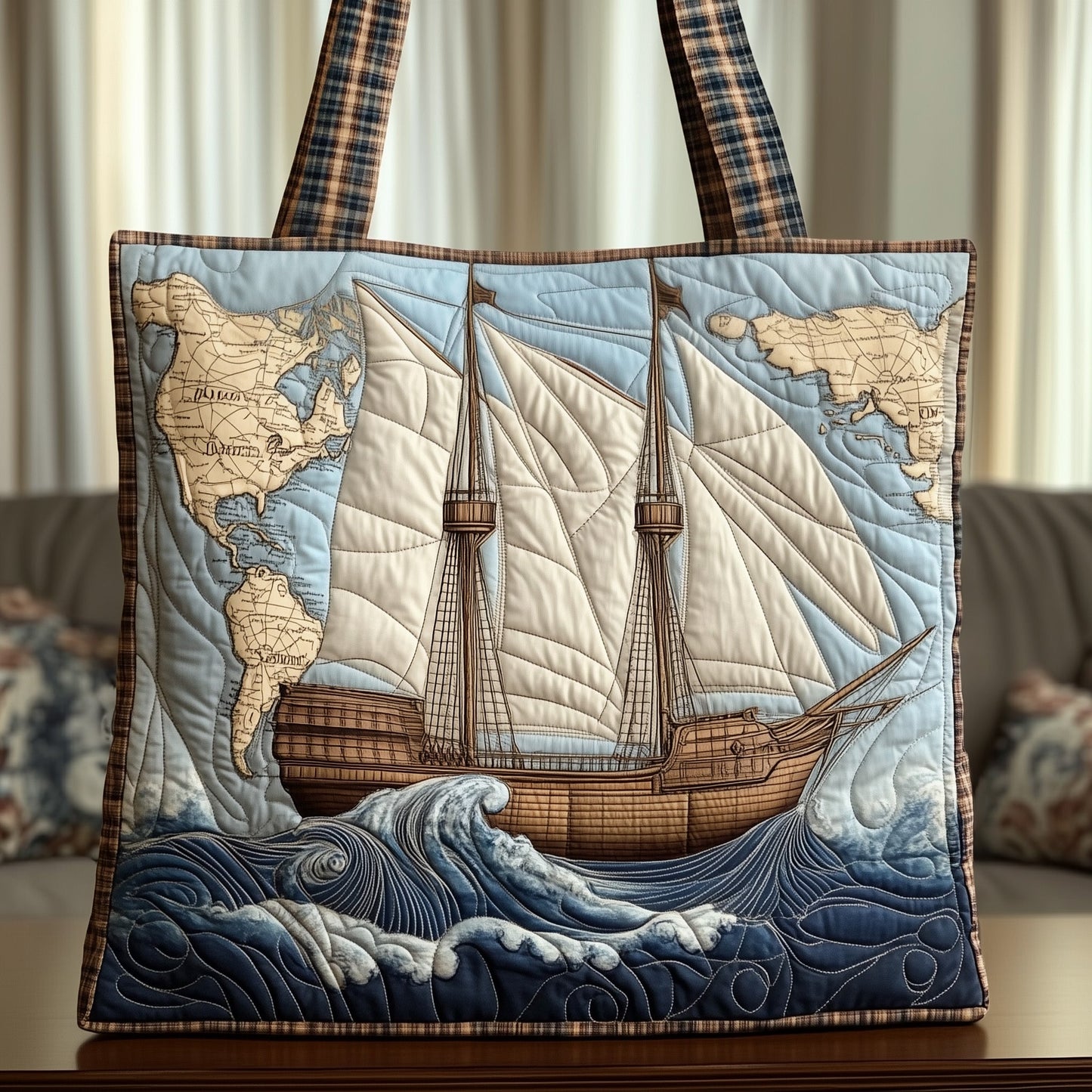 Sailboat Quilted Tote Bag GFTONT3693