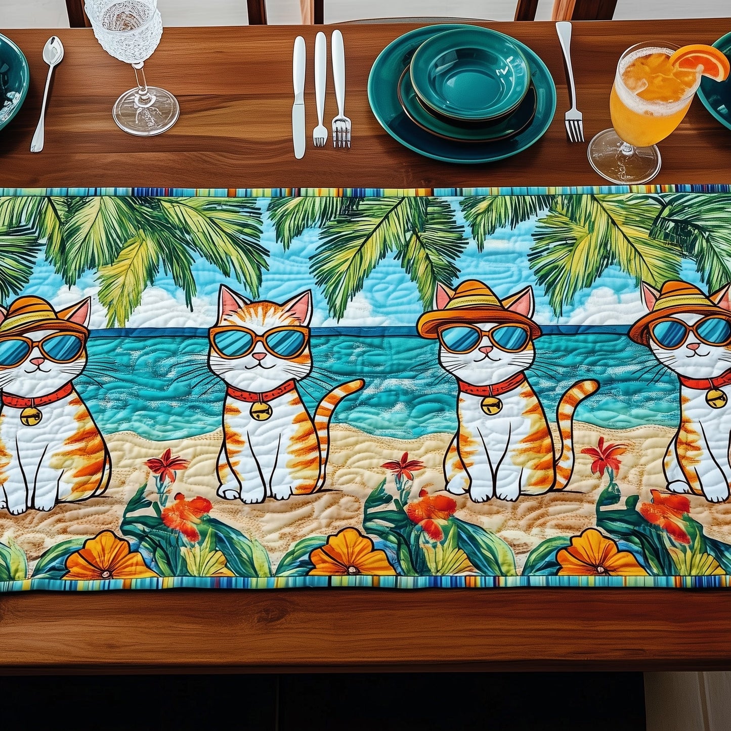 Summer Cat Quilted Table Runner GFTONT371
