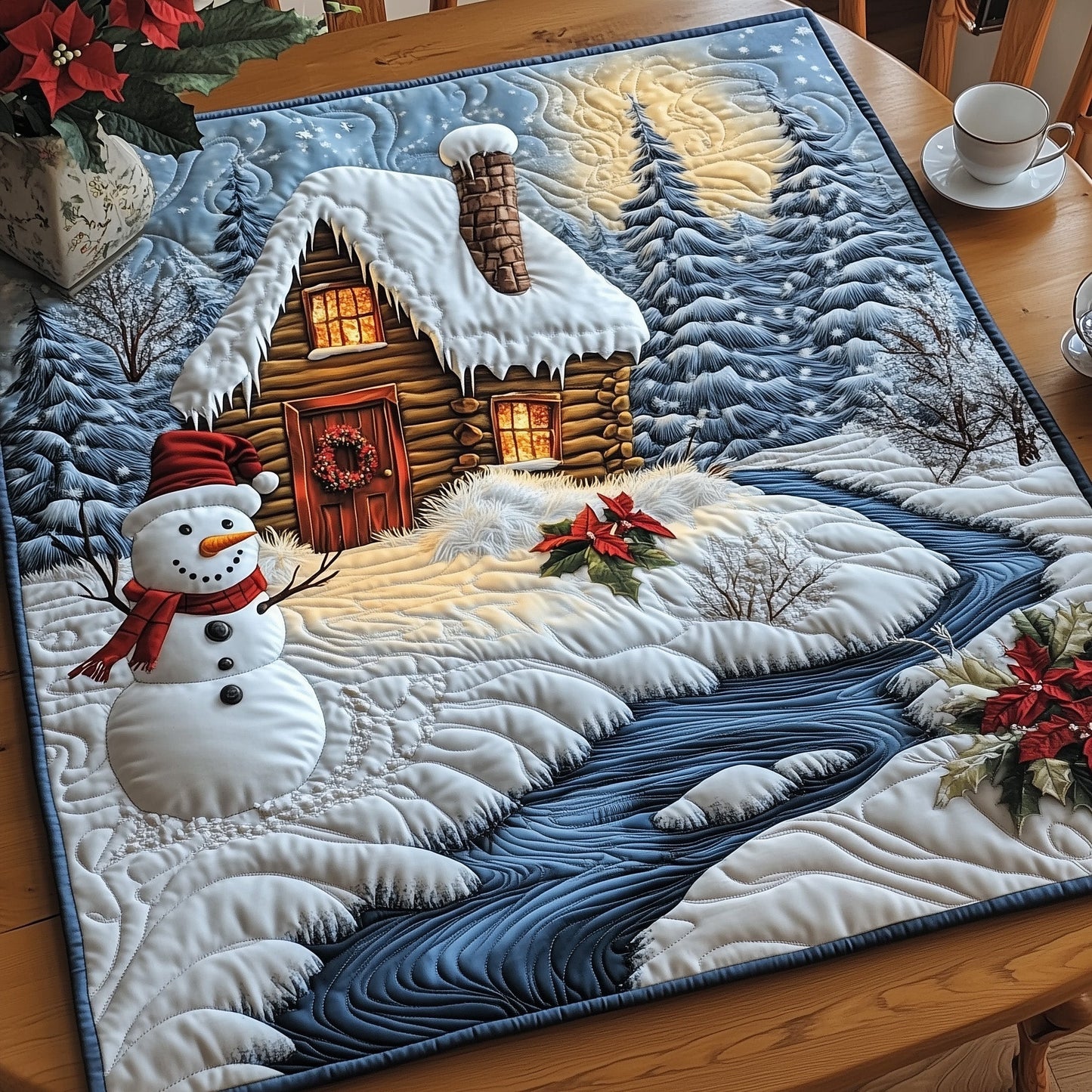 Snowman Home Quilted Table Topper GFTONT3754