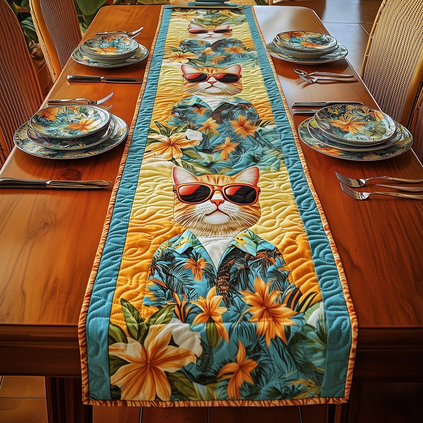 Summer Cat Quilted Table Runner GFTONT377