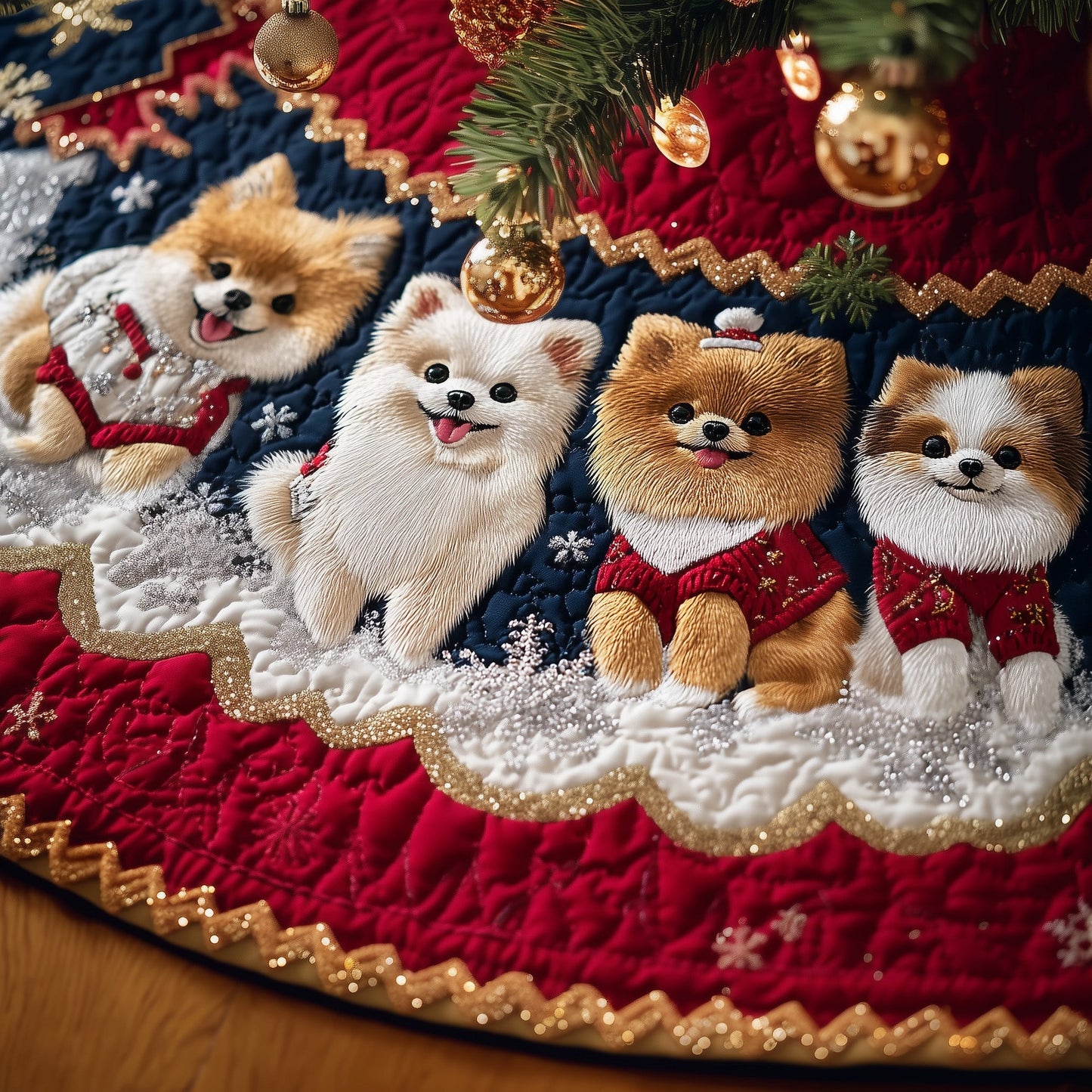 Pomeranian Quilted Tree Skirt GFTONT3838