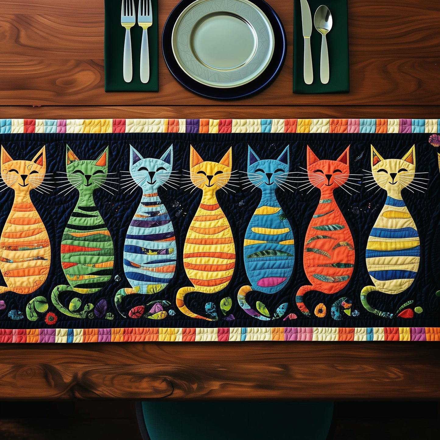 Cat Quilted Table Runner GFTONT385
