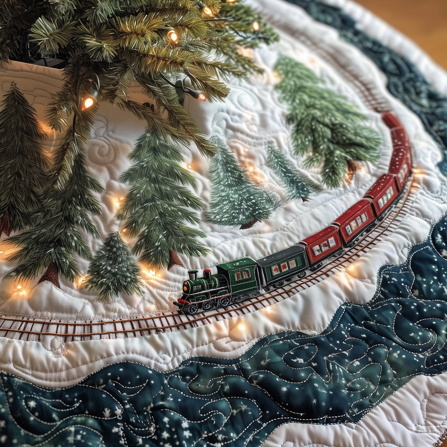 Snow Railway Quilted Tree Skirt GFTONT3882