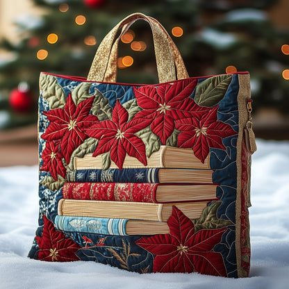 Poinsettia Librabry Quilted Tote Bag GFTONT3901