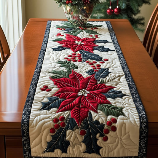 Festive Poinsettia Quilted Table Runner GFTONT3916