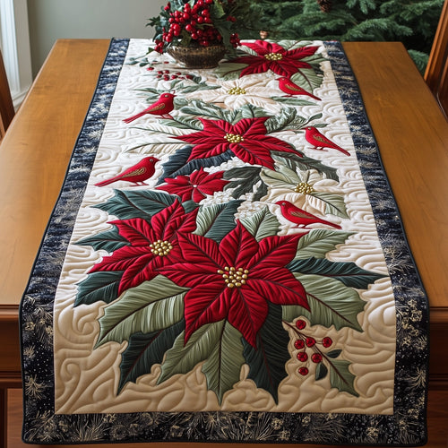 Festive Poinsettia Quilted Table Runner GFTONT3918