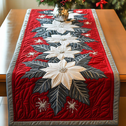 Festive Poinsettia Quilted Table Runner GFTONT3919