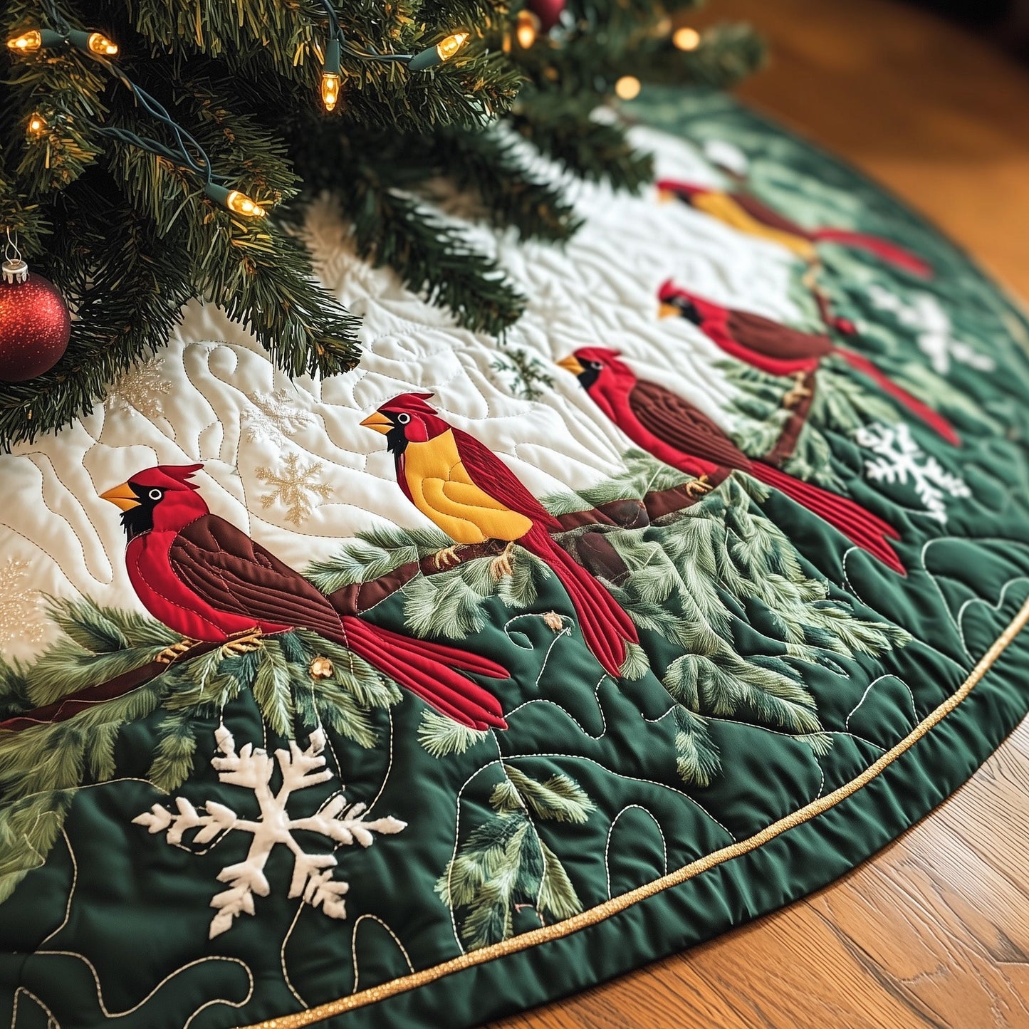 Cardinal Harmony Quilted Tree Skirt GFTONT3927