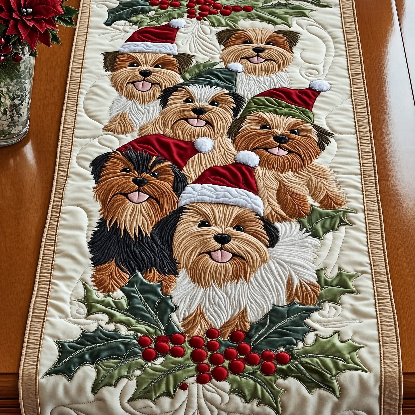 Festive Terrier Quilted Table Runner GFTONT3971