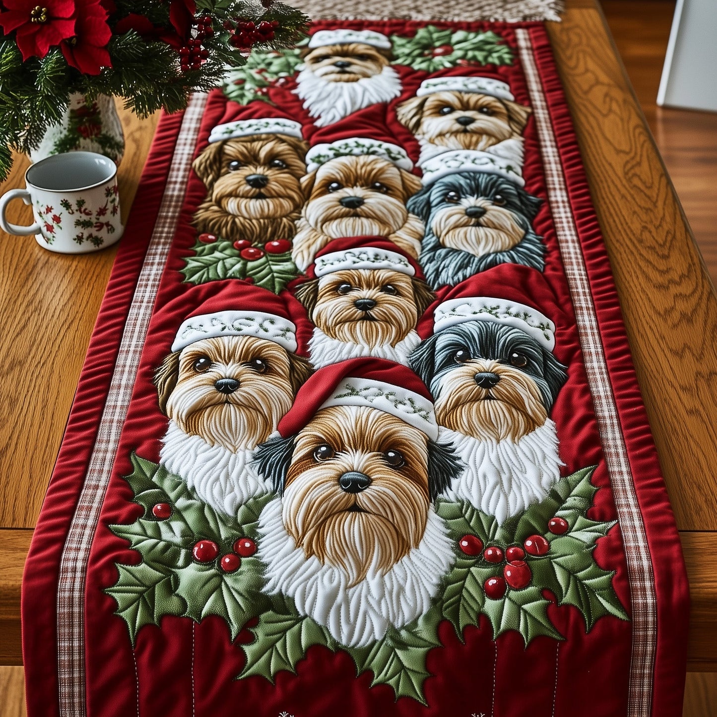 Yorkshike Terrier Holiday Quilted Table Runner GFTONT3974