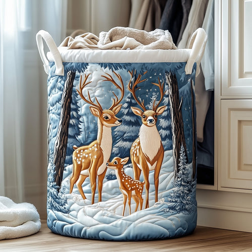 Winter Deer Quilted Laundry Basket GFTONT4010