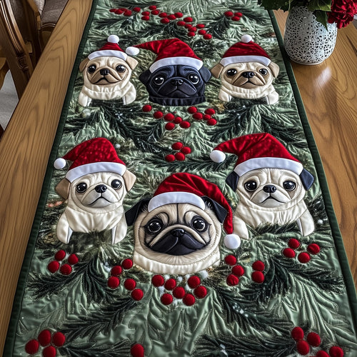 Festive Pugs Quilted Table Runner GFTONT4057