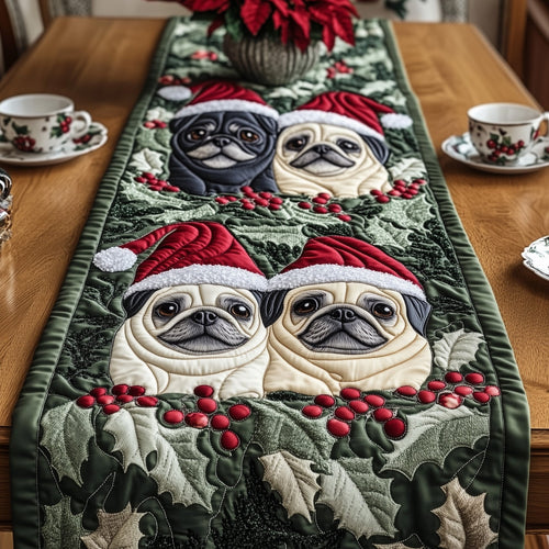 Christmas Pugs Quilted Table Runner GFTONT4059