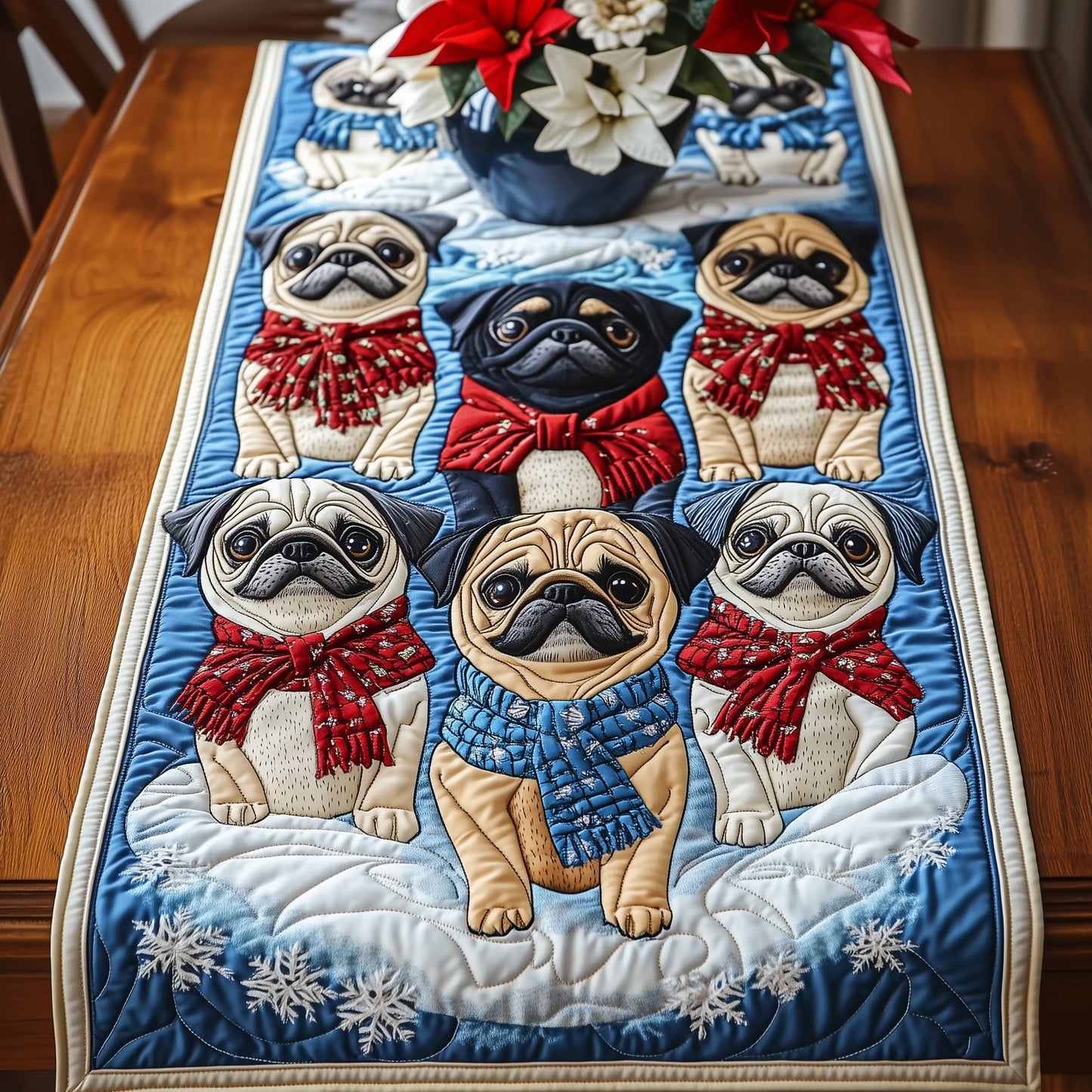 Christmas Pugs Quilted Table Runner GFTONT4060