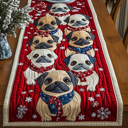 Christmas Pugs Quilted Table Runner GFTONT4061