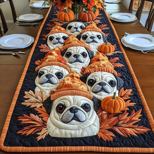 Pug Cozy Season Quilted Table Runner GFTONT4062