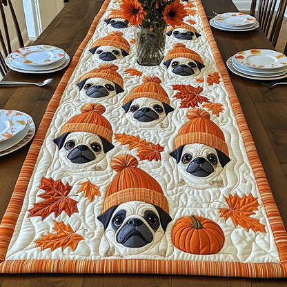 Autumn Pug Joy Quilted Table Runner GFTONT4065