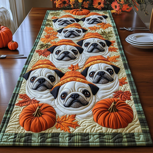 Autumn Pug Joy Quilted Table Runner GFTONT4066