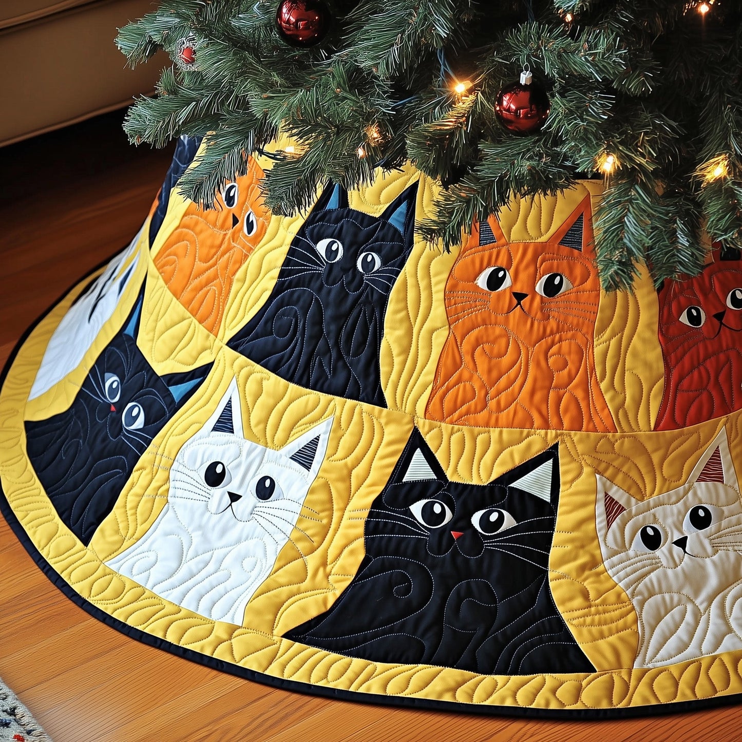 Whimsical Meow Quilted Tree Skirt GFTONT4080