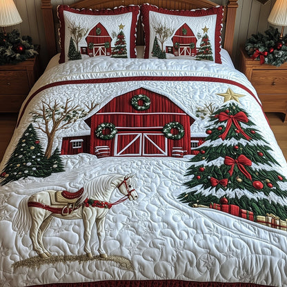 Winter Horse Barn Duvet Cover Set GFTONT4089