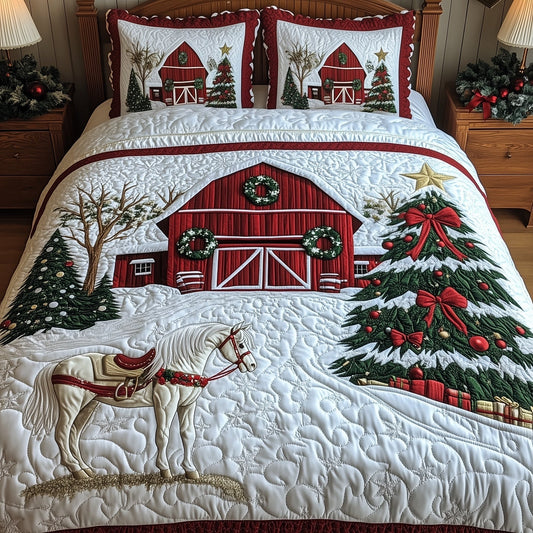 Winter Horse Barn Duvet Cover Set GFTONT4089