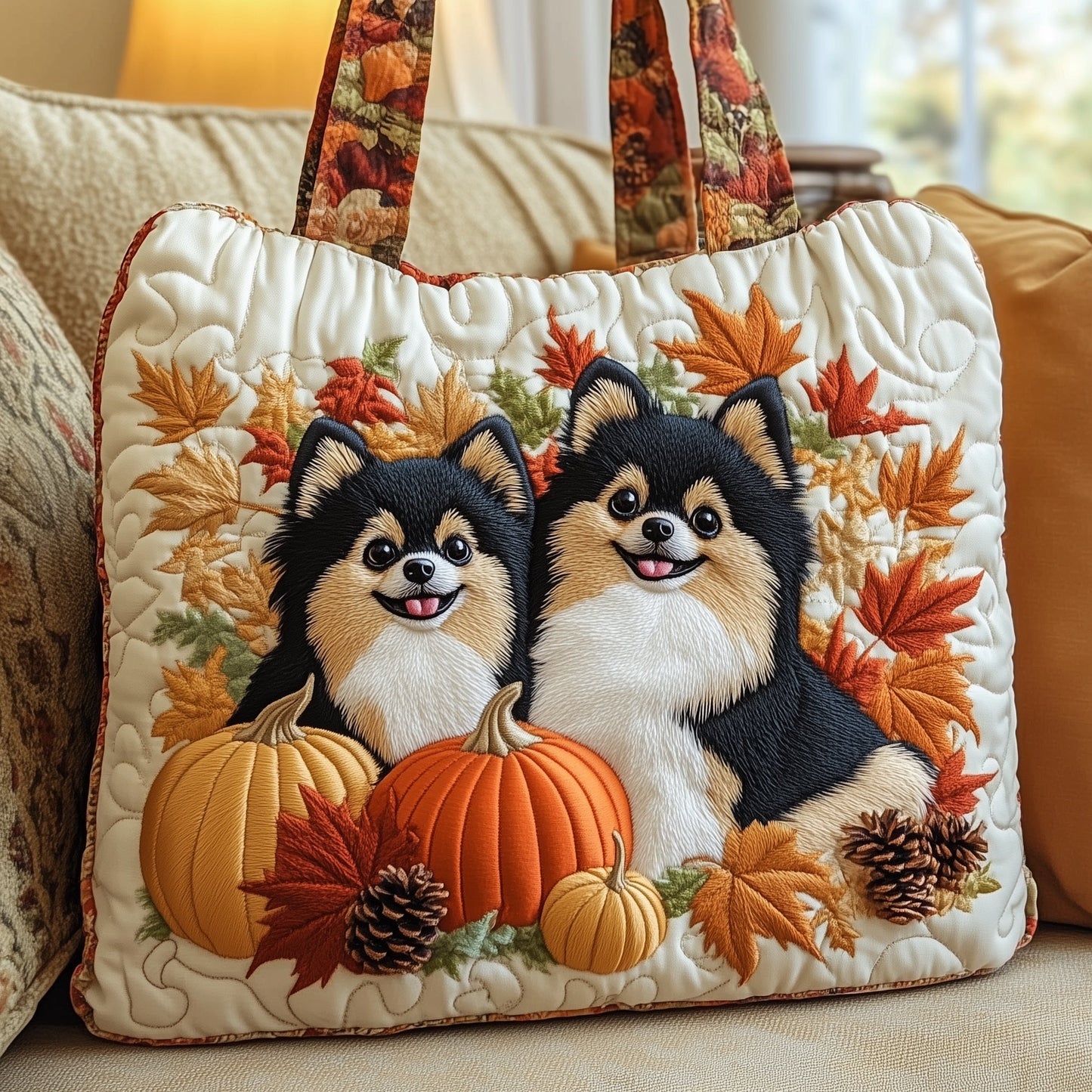 Autumn Pomeranian Quilted Tote Bag GFTONT4120