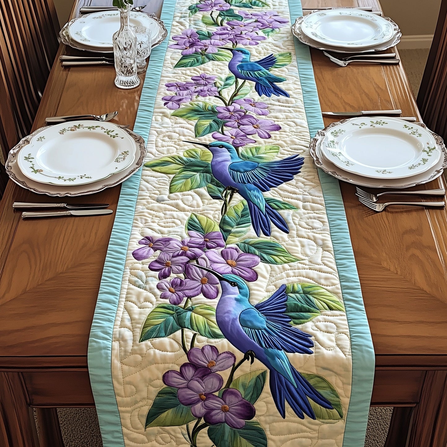 Humming Bird Bloom Quilted Table Runner GFTONT415