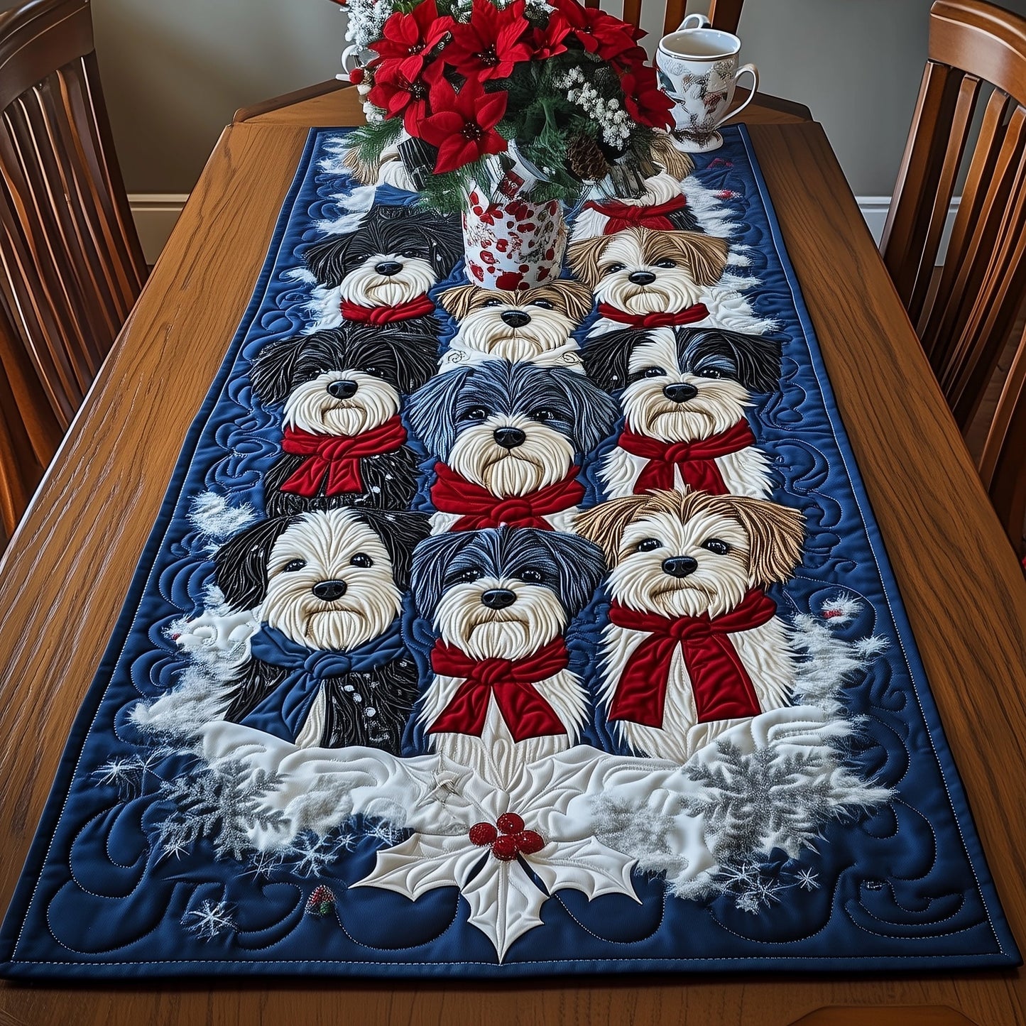 Festive Schnauzer Quilted Table Runner GFTONT4165