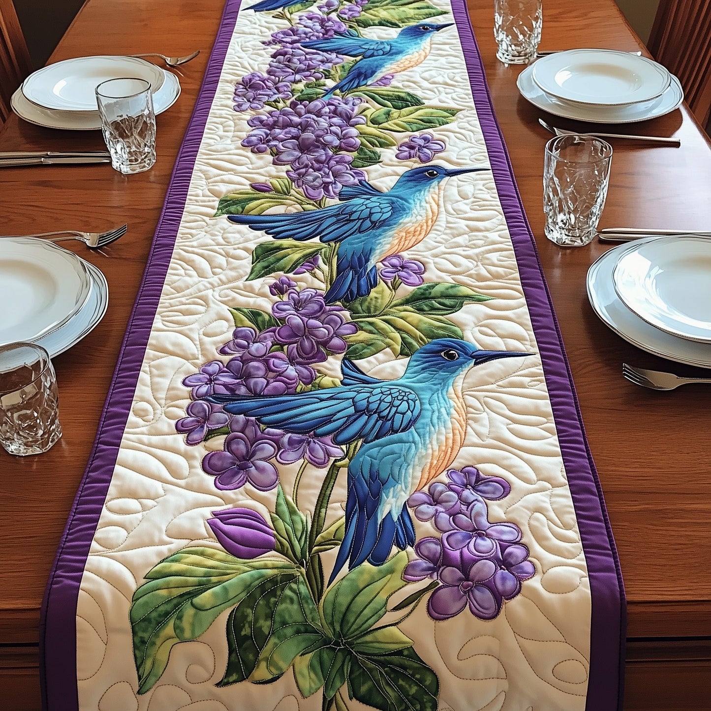 Humming Bird Bloom Quilted Table Runner GFTONT421