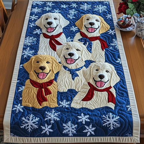 Festive Golden Pups Quilted Table Runner GFTONT4249