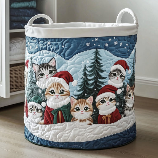 Christmas Kittens Quilted Laundry Basket GFTONT4265