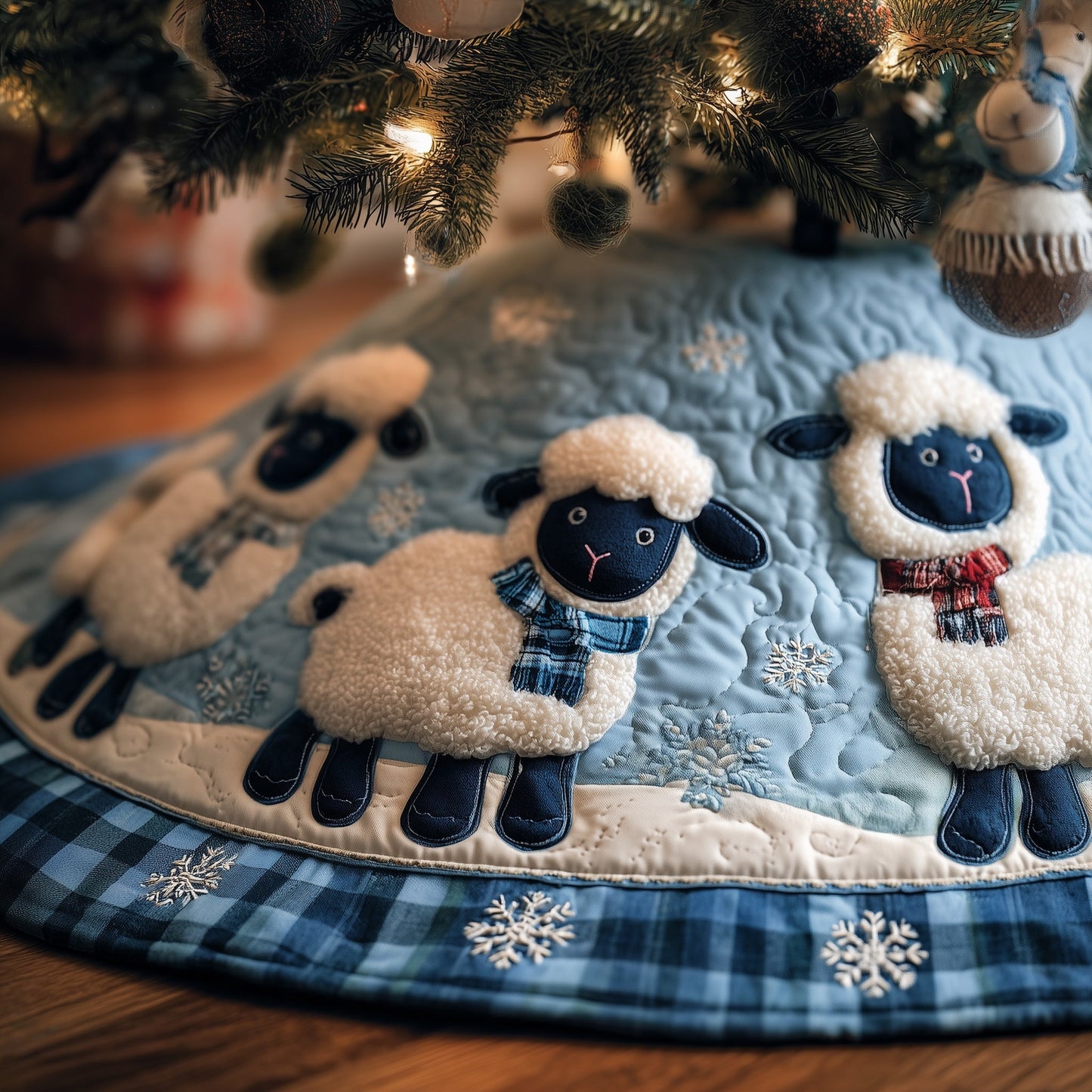 Affectionate Sheeps Quilted Tree Skirt GFTONT4388