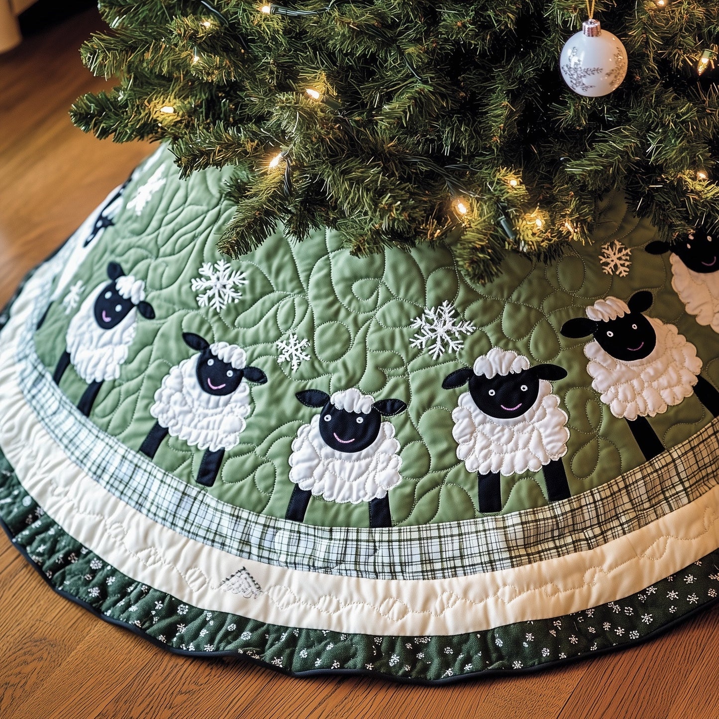 Affectionate Sheeps Quilted Tree Skirt GFTONT4389