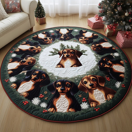 Festive Dachshund Quilted Round Mat GFTONT4398