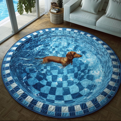 Dachshund Pool Quilted Round Mat GFTONT4401