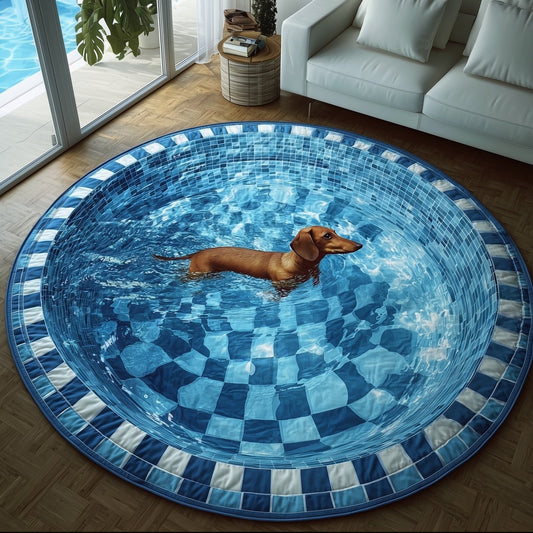 Dachshund Pool Quilted Round Mat GFTONT4401