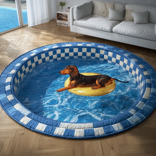 Dachshund Pool Quilted Round Mat GFTONT4402