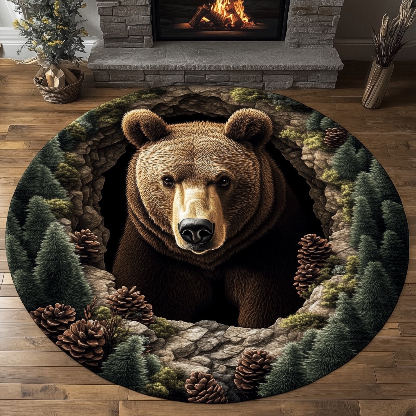Grizzly Visit Quilted Round Mat GFTONT4421