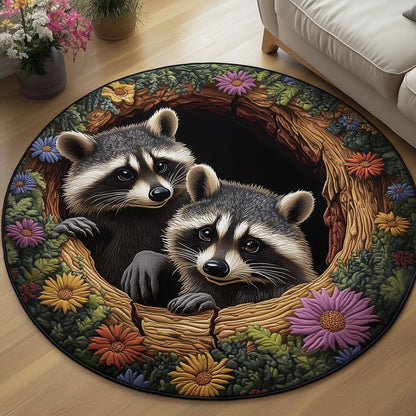 Raccoon Home Quilted Round Mat GFTONT4431