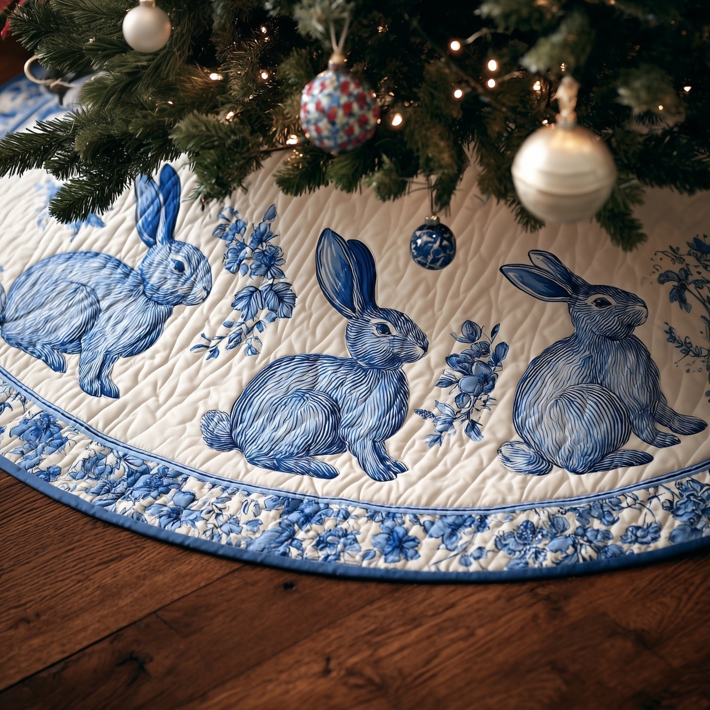 Adorable Rabbit Quilted Tree Skirt GFTONT4439
