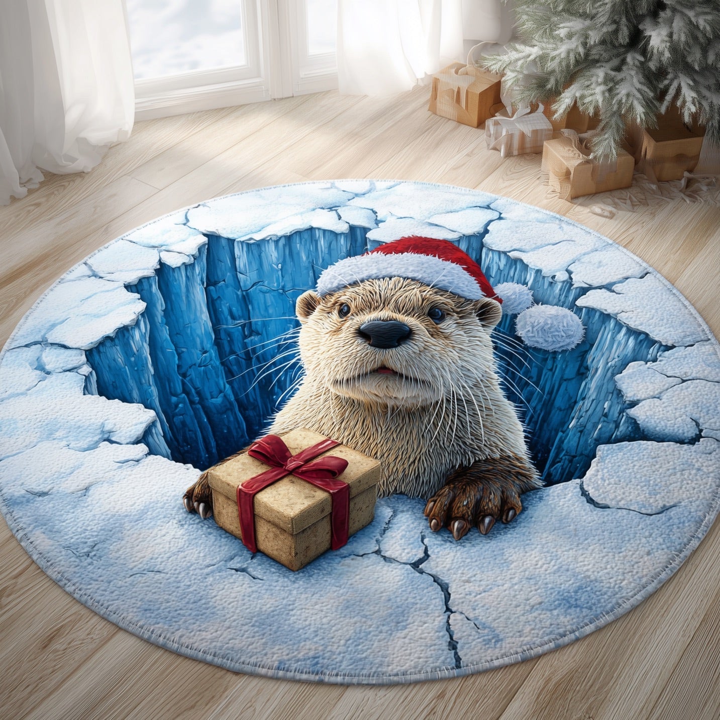 Otter Present Quilted Round Mat GFTONT4444