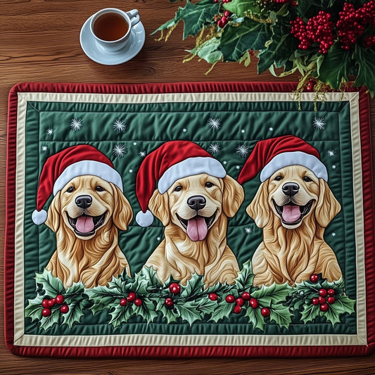 Festive Golden Retriever Quilted Placemat GFTONT4456