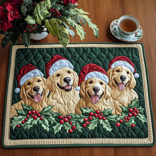 Festive Golden Retriever Quilted Placemat GFTONT4457