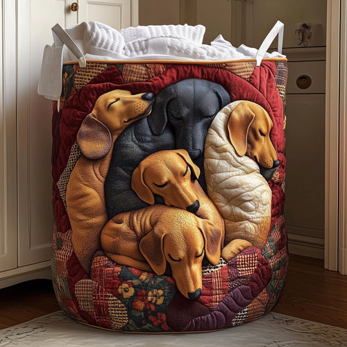Dachshund Snooze Quilted Laundry Basket GFTONT4516